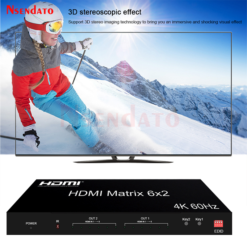 Audio Music Splitter - 6x2 HDMI Matrix Switch 4K 60Hz