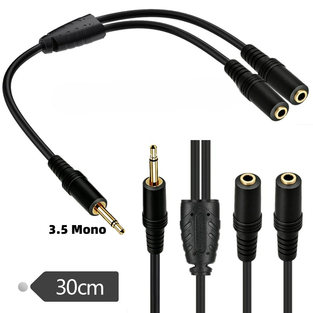 Audio Music Splitter - 3.5mm TS Mono Male To Dual