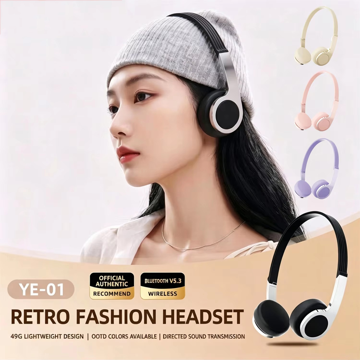 Contact Pickup Mic - New Retro Compact Over-Ear Bluetooth Headphones
