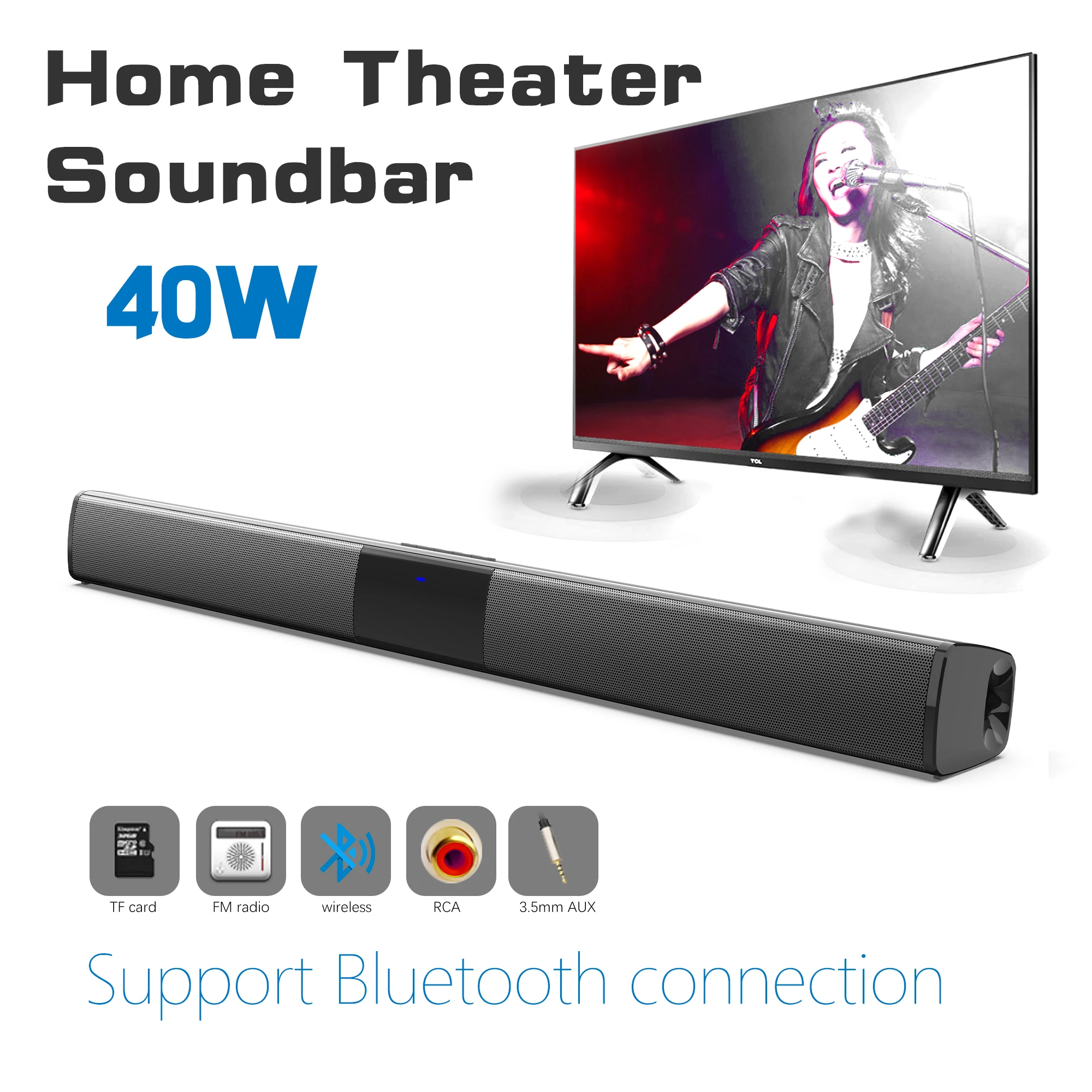 40W High Power Soundbar for TV - Audio Music Game 评论和价格