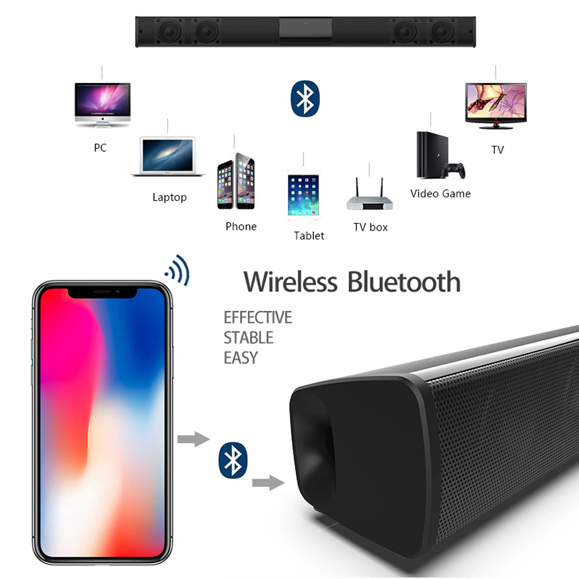 40W High Power Soundbar for TV - Audio Music Game 评论和价格