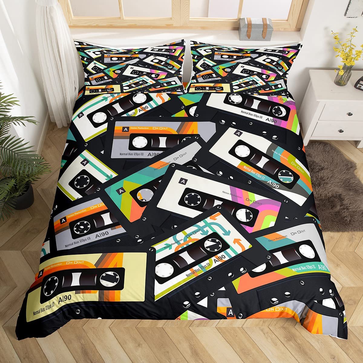 Colorful Music Cassettes Duvet - Audio Music King 评论和价格
