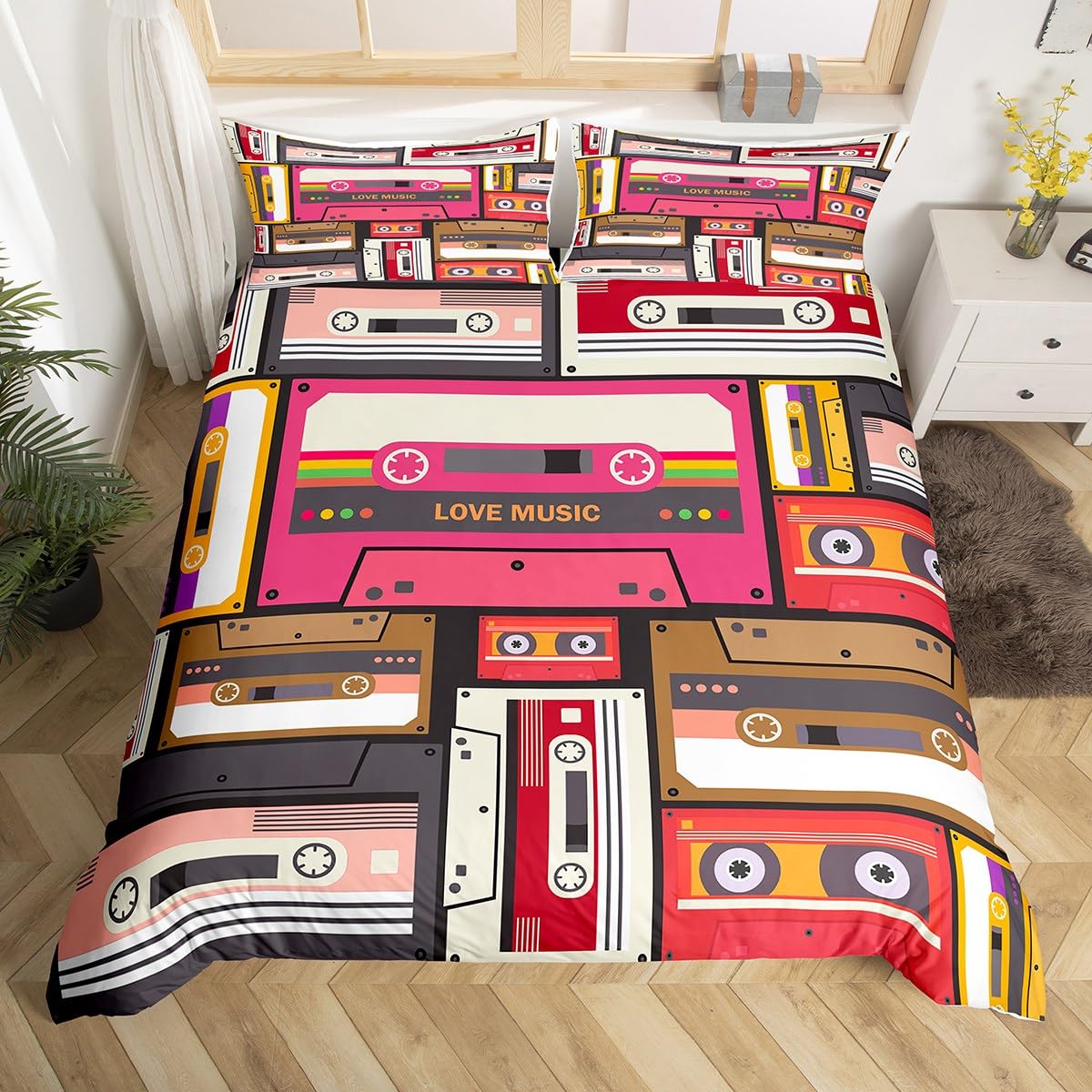 Colorful Music Cassettes Duvet - Audio Music King 评论和价格